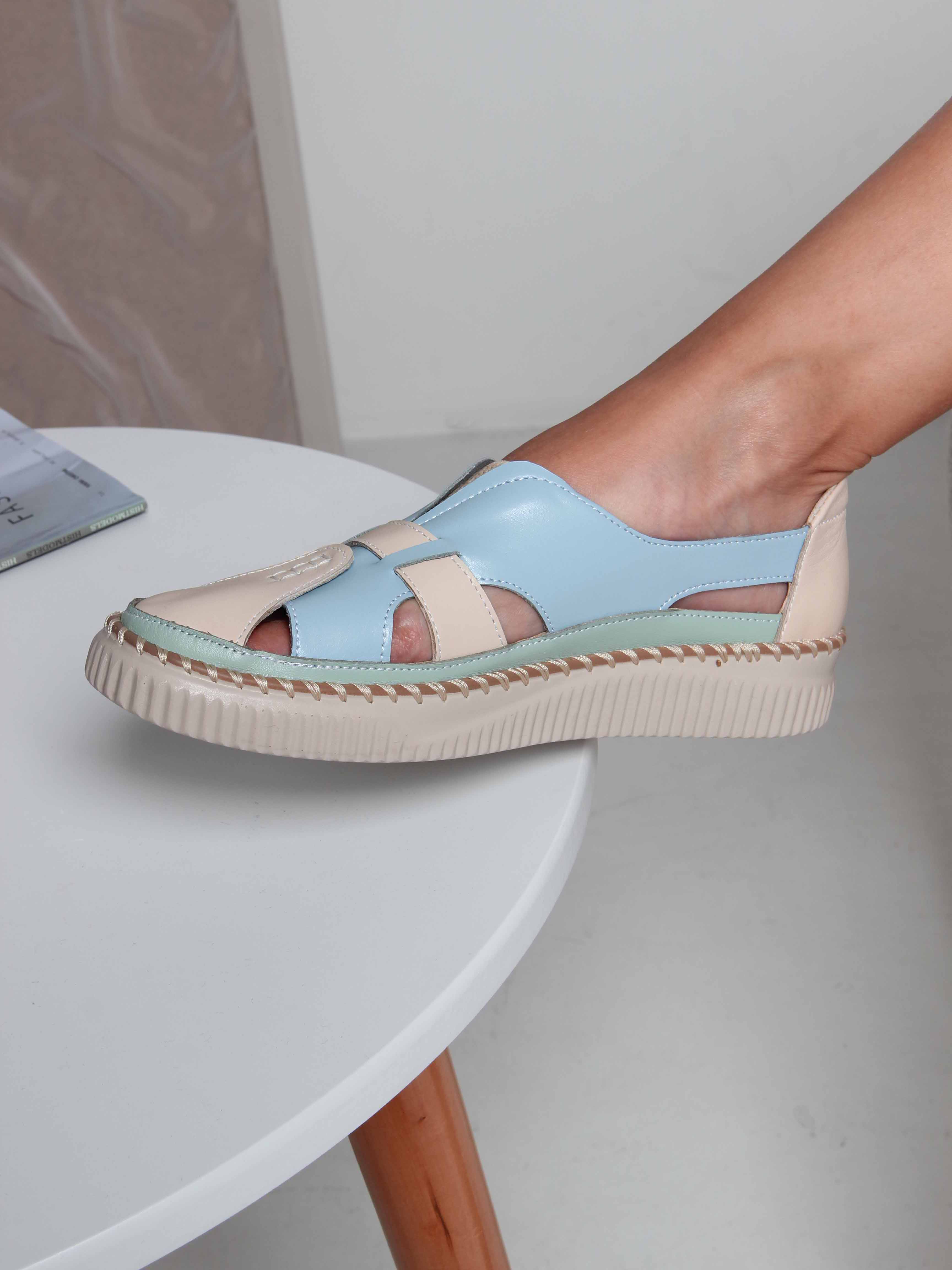 картинка Слипоны ED'ART 116.2500'be. Голубой бежевый от интернет магазина