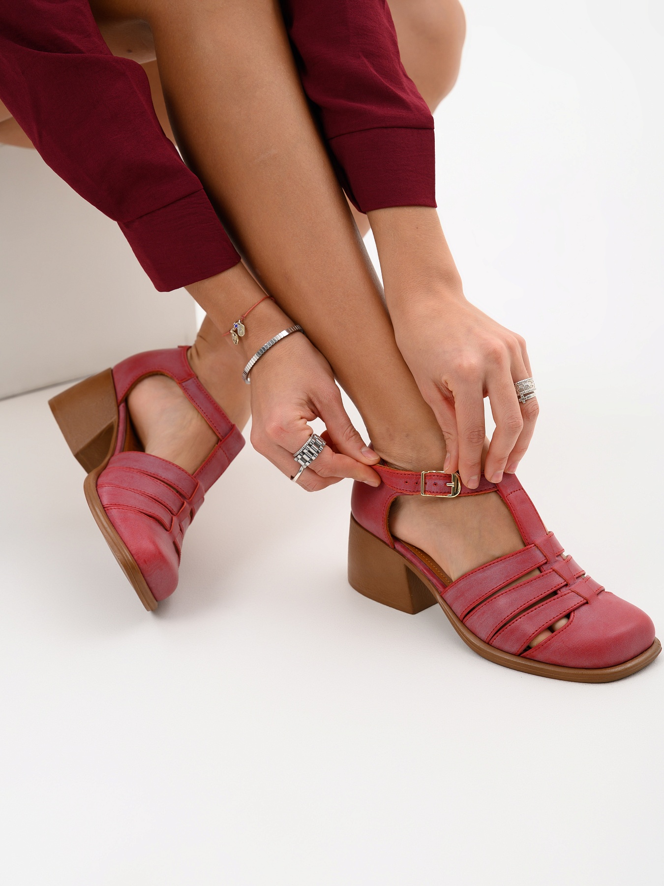 картинка Босоножки ED'ART 5036.23663'bе.Вакса красный+коричневый от интернет магазина