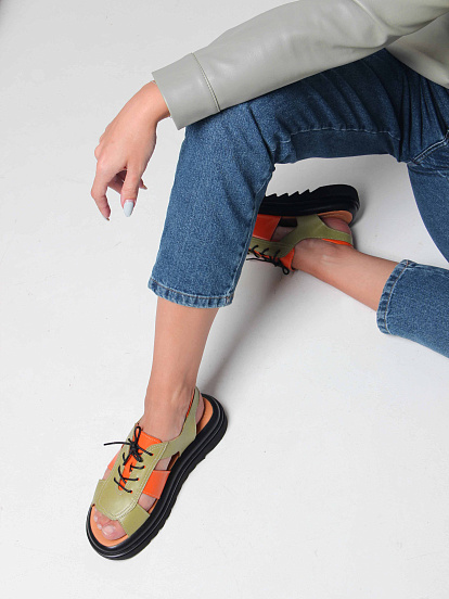 картинка Босоножки ED'ART 2029.2525'bl. Авокадо оранжевый от интернет магазина