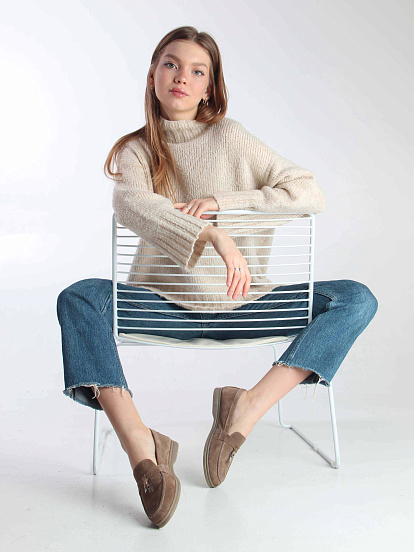 картинка Лоферы туфли ED'ART 170.2614'be. Коричневый капучино от интернет магазина