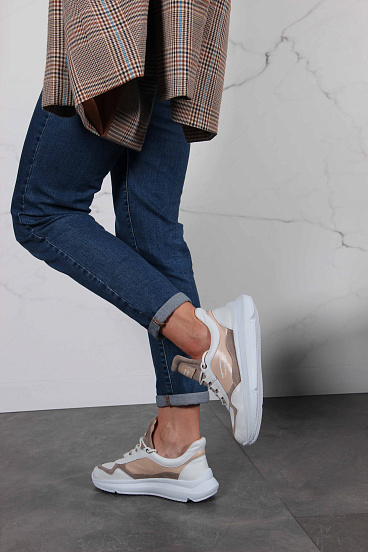 картинка Кроссовки ED'ART 150.236143w.белый-бежевый от интернет магазина