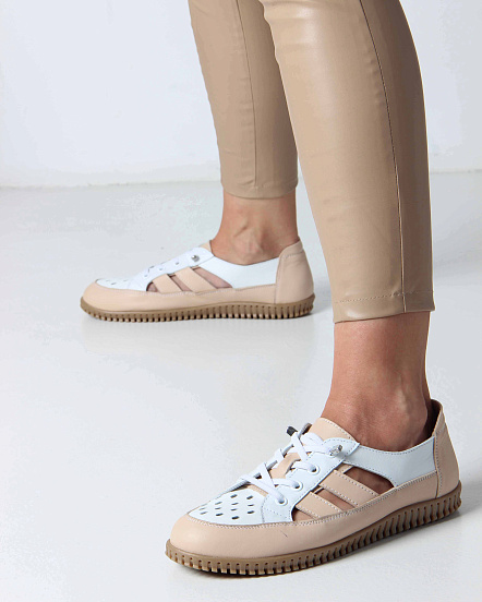 картинка Слипоны ED'ART 165.8000'be. белый-бежевый от интернет магазина