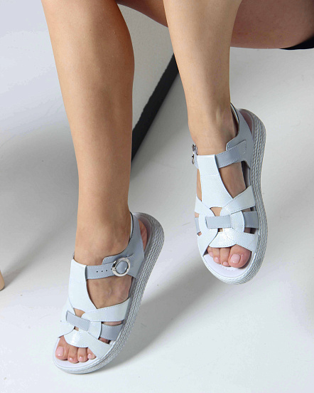 картинка Босоножки ED'ART 2028.2530'w. Серый белый астана от интернет магазина