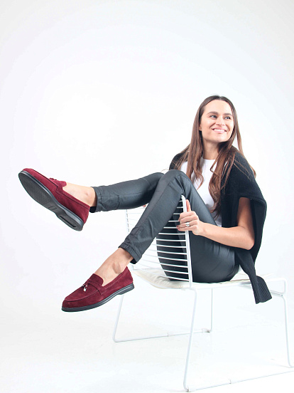 картинка Лоферы туфли ED'ART 170.2614'bl. бордо замша от интернет магазина