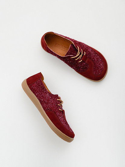 картинка Босоногие туфли ED'ART 188.nata'br.Бордовый джангл+бордовая замша от интернет магазина
