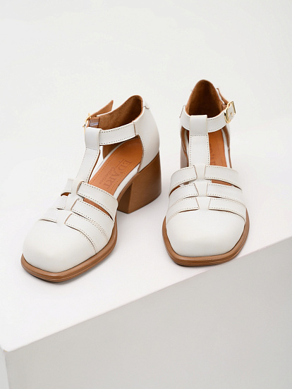 картинка Босоножки ED'ART 5036.23663'bе.Вакса белый+коричневый от интернет магазина