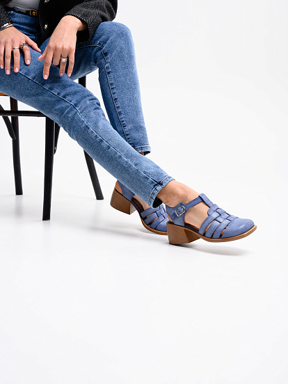 картинка Босоножки ED'ART 5035.23663'bе. Вакса джинс+коричневый от интернет магазина