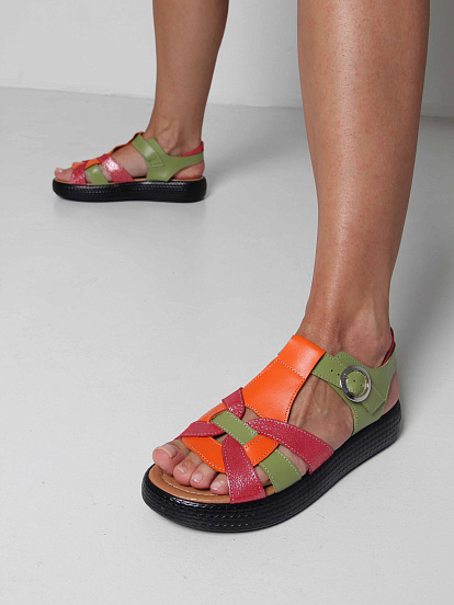 картинка Босоножки ED'ART 2028.2530'bl. Зеленый красный от интернет магазина