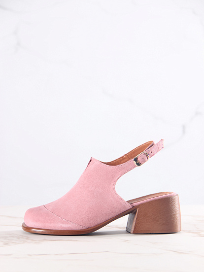 картинка Сабо ED'ART 5133.23663'br.Розовая замша+коричневый от интернет магазина