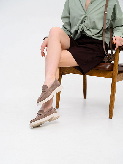 картинка Лоферы туфли ED'ART 176.1593'be. Капучино замша от интернет магазина