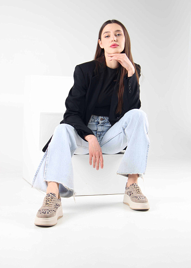 картинка Кроссовки ED'ART 149.24916'be. бежевый леопард ваниль замша от интернет магазина