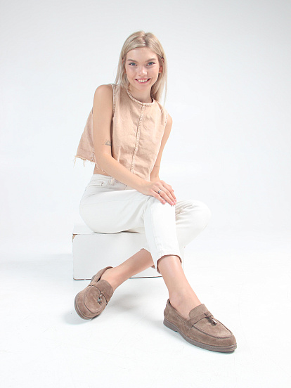 картинка Лоферы туфли ED'ART 170.2614'be. Коричневый капучино от интернет магазина