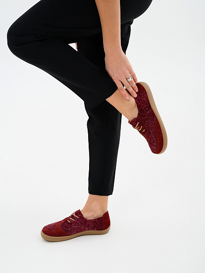 картинка Босоногие туфли ED'ART 188.nata'br.Бордовый джангл+бордовая замша от интернет магазина