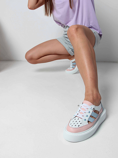 картинка Кроссовки ED'ART 165.P.Lusi23.'w. Белый голубой розовый от интернет магазина