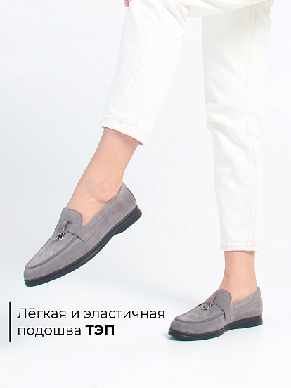 картинка Лоферы туфли ED'ART 170.2614'bl. Серый замок замша от интернет магазина
