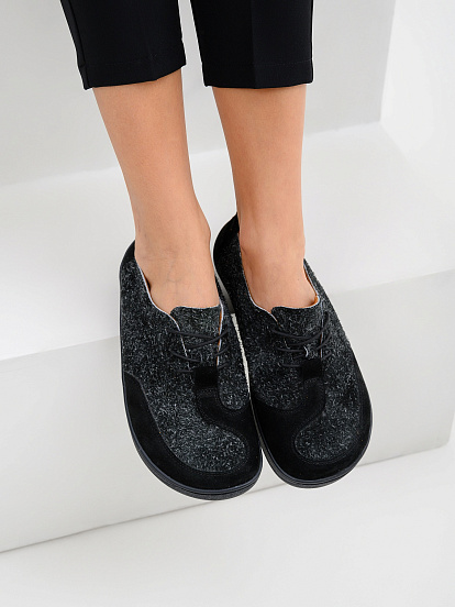 картинка Босоногие туфли ED'ART 188.nata'bl.Черный джангл+черная замша от интернет магазина