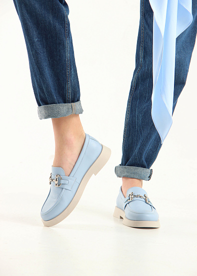 картинка Лоферы туфли ED'ART 172.1841'be. голубой ангел кожа от интернет магазина