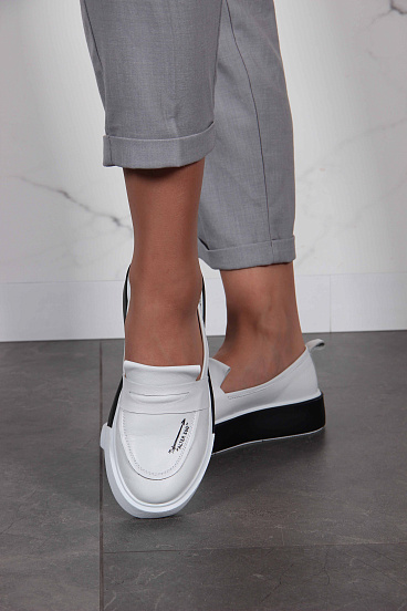 картинка Лоферы ED'ART 167.Mikki'bl.Белый-черный от интернет магазина