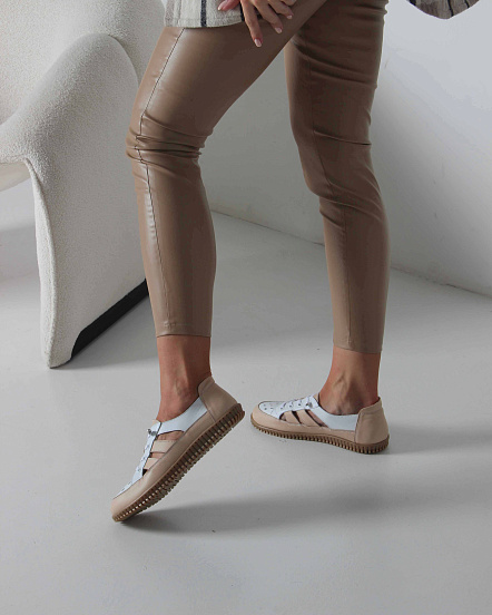 картинка Слипоны ED'ART 165.8000'be. белый-бежевый от интернет магазина