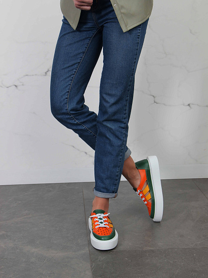 картинка Кроссовки ED'ART 165.P.Lusi23.'w.Оранжевый-зеленый от интернет магазина