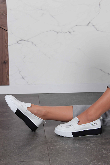 картинка Лоферы ED'ART 167.Mikki'bl.Белый-черный от интернет магазина