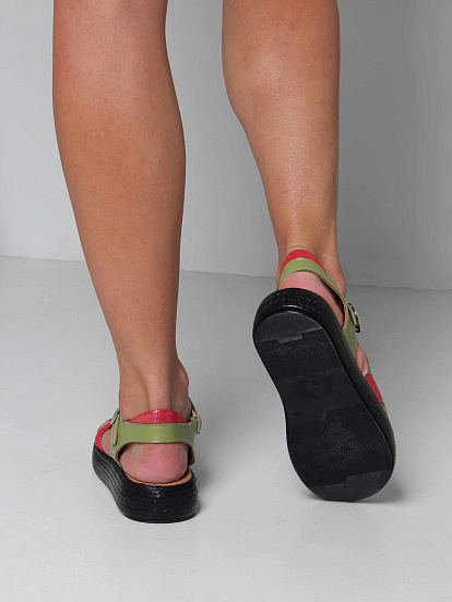 картинка Босоножки ED'ART 2028.2530'bl. Зеленый красный от интернет магазина