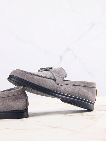 картинка Лоферы туфли ED'ART 170.2614'bl. Серый замок замша от интернет магазина