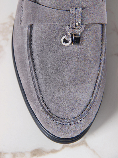 картинка Лоферы туфли ED'ART 170.2614'bl. Серый замок замша от интернет магазина