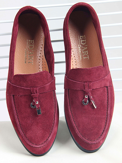 картинка Лоферы туфли ED'ART 170.2614'bl. бордо замша от интернет магазина