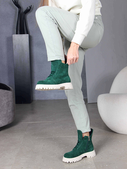 картинка Ботинки ED'ART 228.V.1541'be. Зеленый замша от интернет магазина
