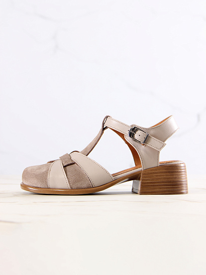 картинка Босоножки ED'ART 3038.26018'bе.Визон стар+капучино замша от интернет магазина