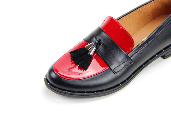 картинка Лоферы ED'ART 117.madonna'9g.black+red.laq от интернет магазина