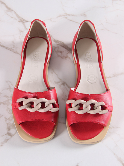 картинка Босоножки ED'ART 1024Z.110Z'bе. Красный+бежевый от интернет магазина