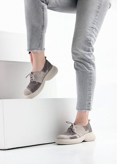 картинка Полуботинки туфли ED'ART 205.927'be. Каменный замша Серый замок от интернет магазина