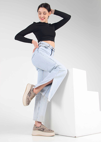 картинка Кроссовки ED'ART 149.24916'be. бежевый леопард ваниль замша от интернет магазина