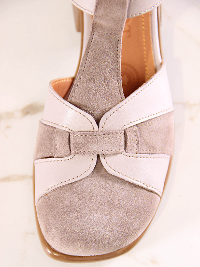 картинка Босоножки ED'ART 3038.26018'bе.Визон стар+капучино замша от интернет магазина