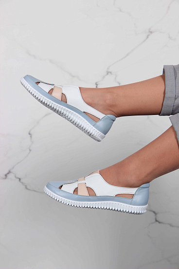 картинка Слипоны ED'ART 116.8000'w. белый-голубой от интернет магазина