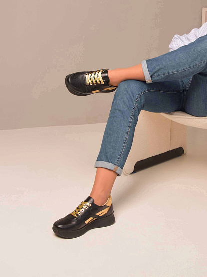 картинка Кроссовки ED'ART 132.omega'bl. Черный золото от интернет магазина