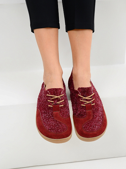 картинка Босоногие туфли ED'ART 188.nata'br.Бордовый джангл+бордовая замша от интернет магазина