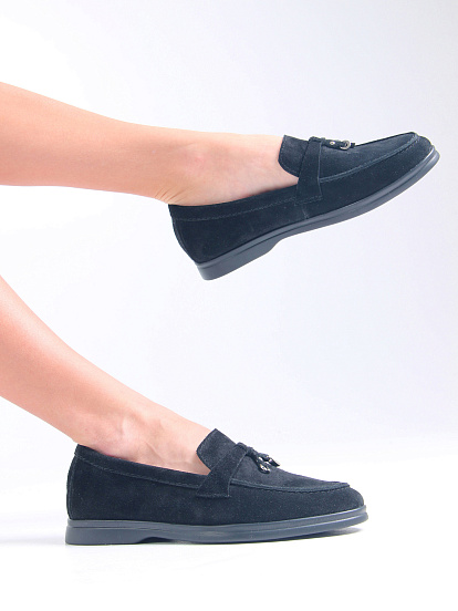 картинка Лоферы ED'ART 170.2614'bl. Черный замш от интернет магазина