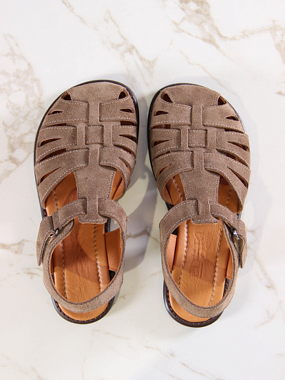 картинка Босоножки ED'ART 1036.подиум178'br.Серо-коричневая замша от интернет магазина