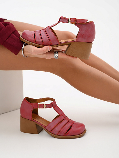 картинка Босоножки ED'ART 5036.23663'bе.Вакса красный+коричневый от интернет магазина