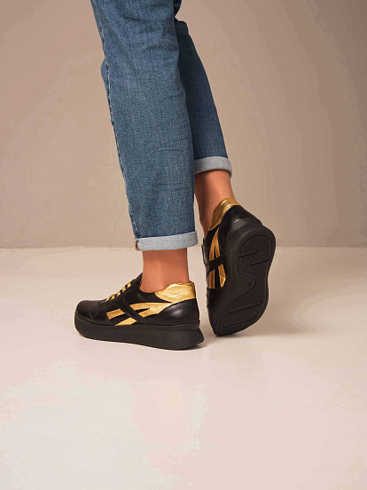 картинка Кроссовки ED'ART 132.omega'bl. Черный золото от интернет магазина