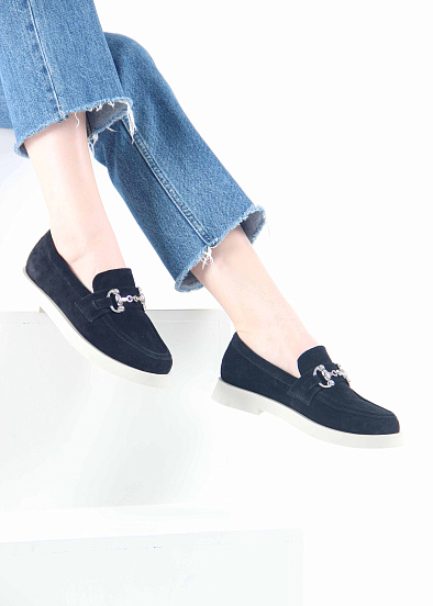 картинка Лоферы туфли ED'ART 172.1841'be. черная замша от интернет магазина