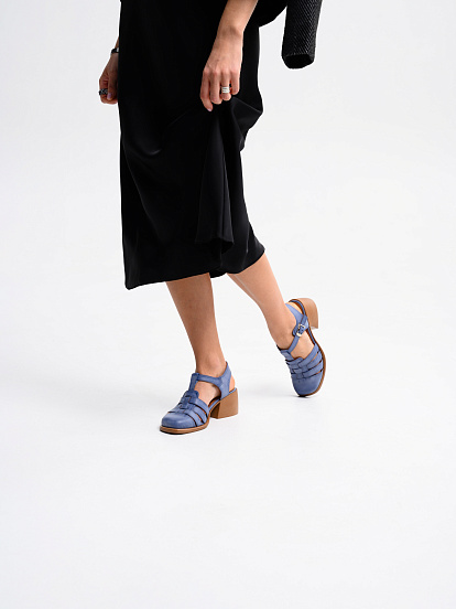 картинка Босоножки ED'ART 5035.23663'bе. Вакса джинс+коричневый от интернет магазина