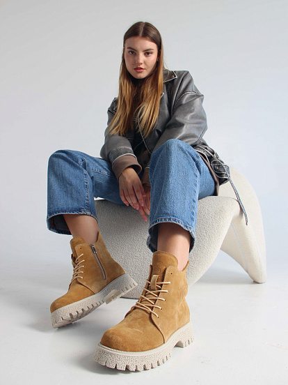 картинка Ботинки ED'ART 228.V.1541'be. светло-желтый замша от интернет магазина