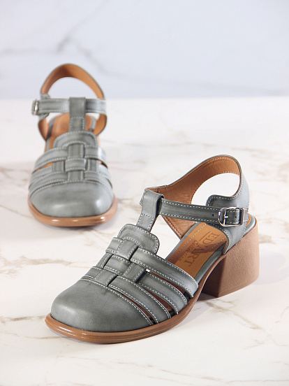 картинка Босоножки ED'ART 5035.23663'bе. Вакса хаки+коричневый от интернет магазина