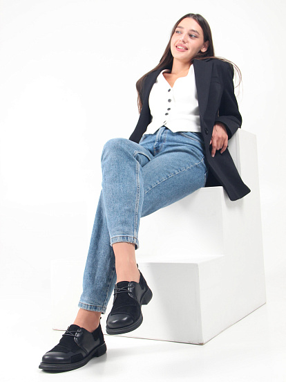 картинка Полуботинки туфли ED'ART 205.патриция'bl. черный черная замша от интернет магазина