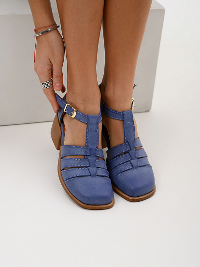 картинка Босоножки ED'ART 5036.23663'bе.Вакса джинс+коричневый от интернет магазина