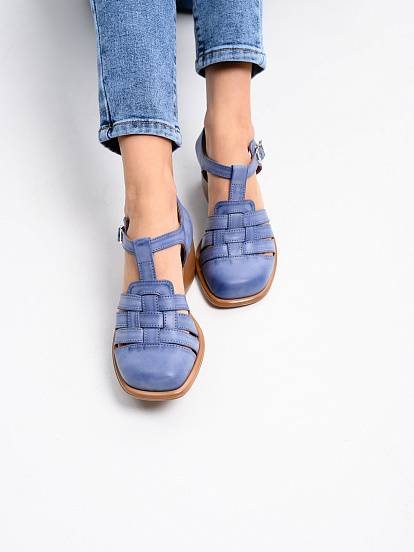 картинка Босоножки ED'ART 5035.23663'bе. Вакса джинс+коричневый от интернет магазина